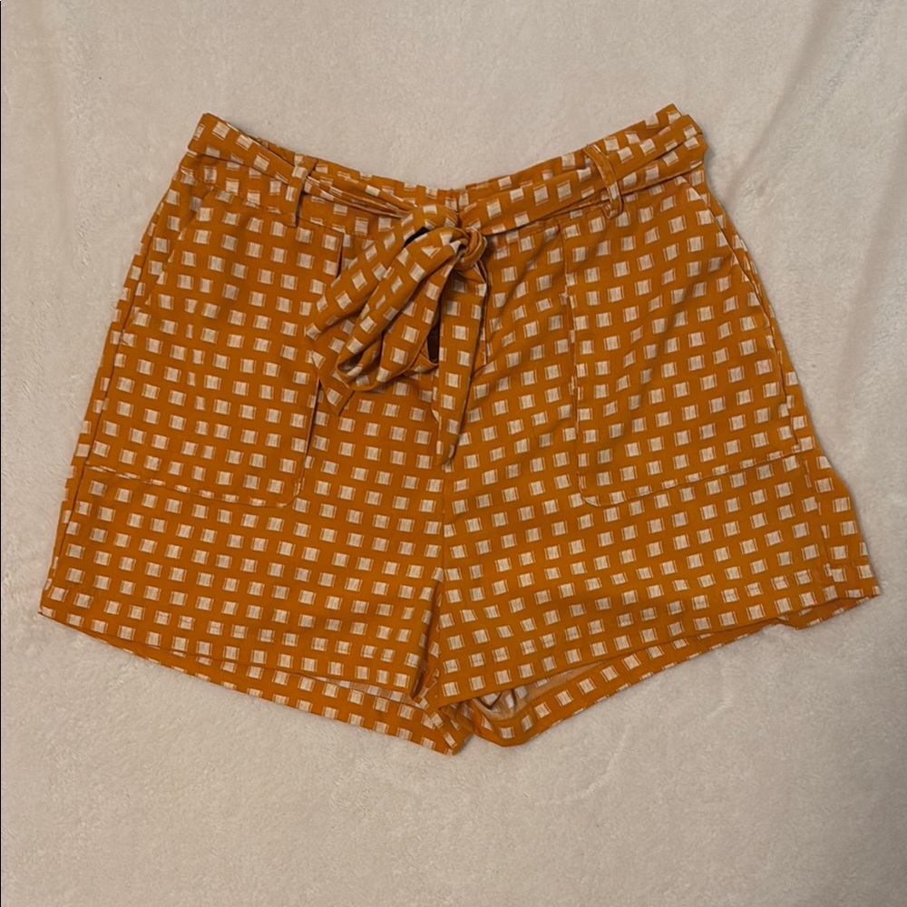 Women's Orange Patterned Shorts